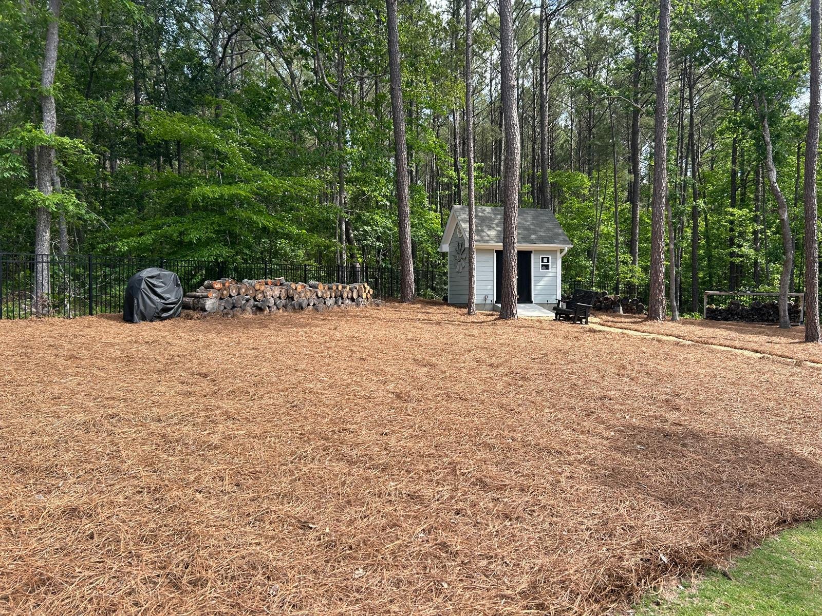 Pine straw installation project